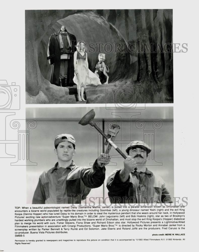 1993 Press Photo Dennis Hopper, Samantha Mathis, Co-Stars in &quot;Super Mario Bros.&quot;- Historic Images