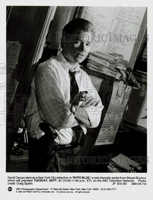 1993 Press Photo Actor David Caruso in "NYPD Blue" - lrp97583- Historic Images