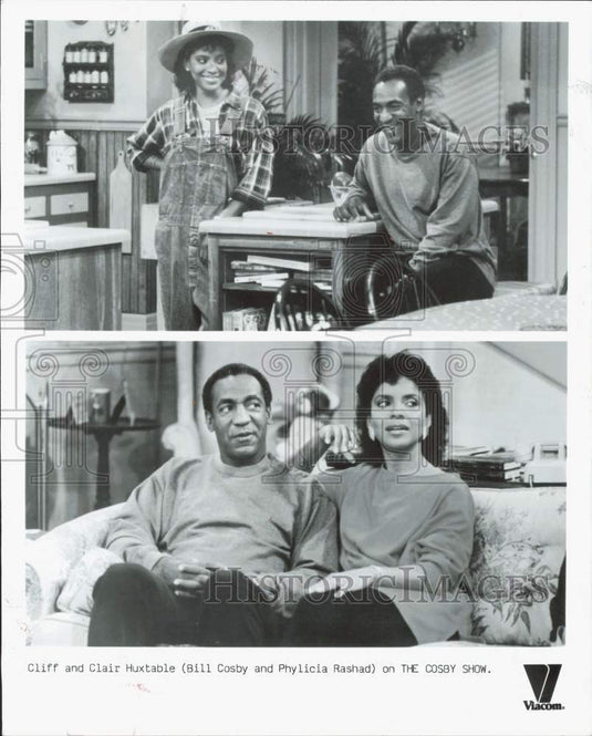 1989 Press Photo Actors Bill Cosby and Phylicia Rashad on "The Cosby Show"- Historic Images