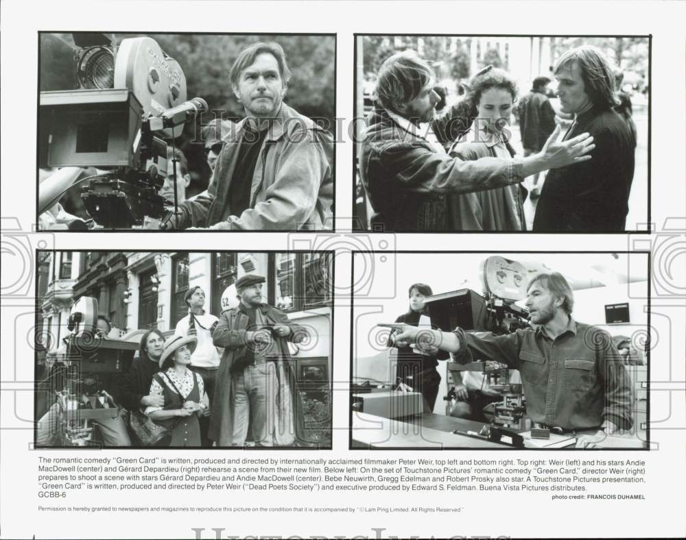 Press Photo Director Peter Weir &amp; Stars on &quot;Green Card&quot; Movie Set - lrp99869- Historic Images