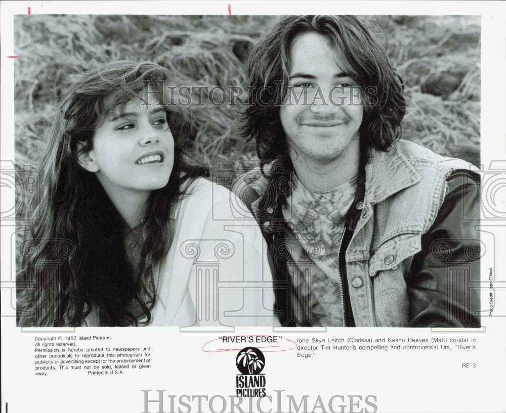 1987 Press Photo Ione Skye Leitch &amp; Keanu Reeves in &quot;River&#39;s Edge&quot; Movie- Historic Images