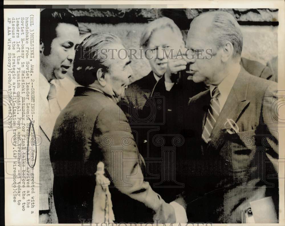 1975 Press Photo President Ford, Soviet Leonid Brezhnev at Arms Talks in Finland- Historic Images