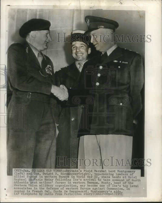 1951 Press Photo Field Marshal Lord Montgomery & Gen Dwight D Eisenhower- Historic Images
