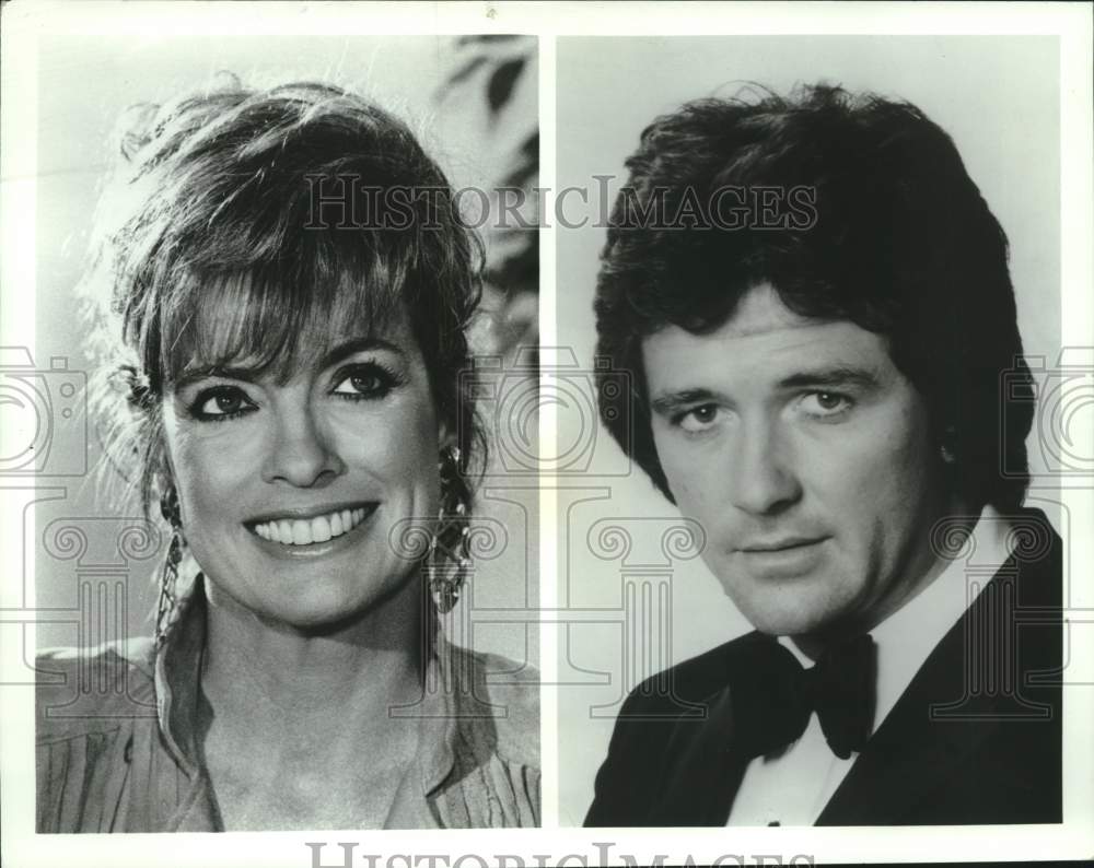 1987 Press Photo Linda Gray, Patrick Duffy in &quot;Thanksgiving Day Parade&quot;- Historic Images