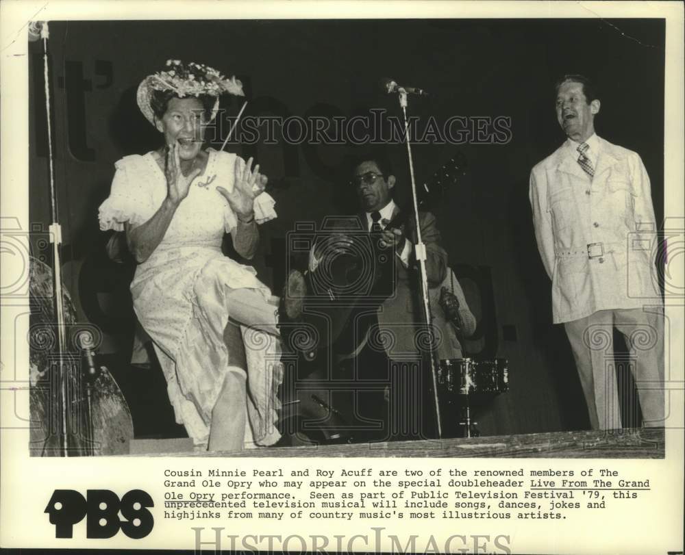 1979 Press Photo Cousin Minnie Pearl &amp; Roy Acuff Star in &quot;Live From Grand Opry&quot;- Historic Images