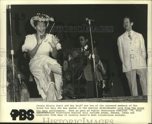 1979 Press Photo Cousin Minnie Pearl & Roy Acuff Star in "Live From Grand Opry"- Historic Images