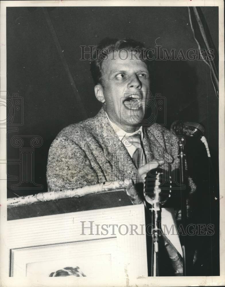 1950 Press Photo Billy Graham, Religious Man, Speaking For A Crowd - lrx08800- Historic Images