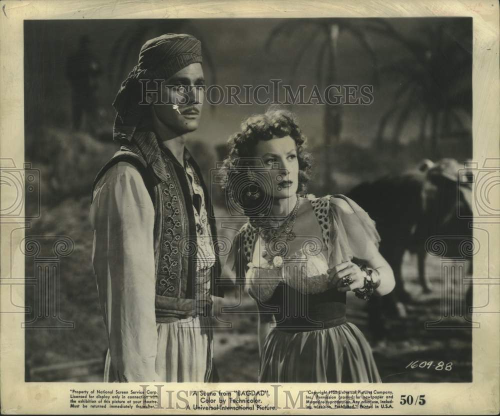 1950 Press Photo Actress Maureen O&#39;Hara in a scene from &quot;Bagdad&quot; - lrx12472- Historic Images