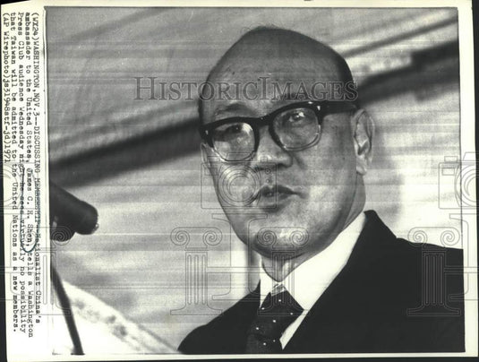 1971 Press Photo China's Ambassador to the United States, James C.H. Shen- Historic Images