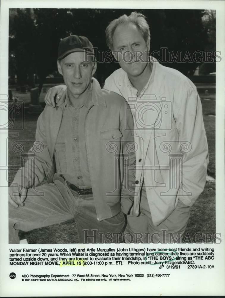 1991 Press Photo James Woods costars with John Lithgow in &quot;The Boys&quot; - lrx37549- Historic Images