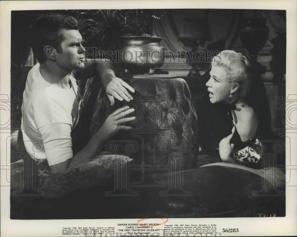 1956 Press Photo Ginger Rogers &amp; Barry Nelson in &quot;The First Traveling Saleslady&quot;- Historic Images