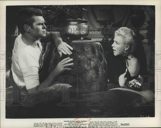 1956 Press Photo Ginger Rogers & Barry Nelson in "The First Traveling Saleslady"- Historic Images