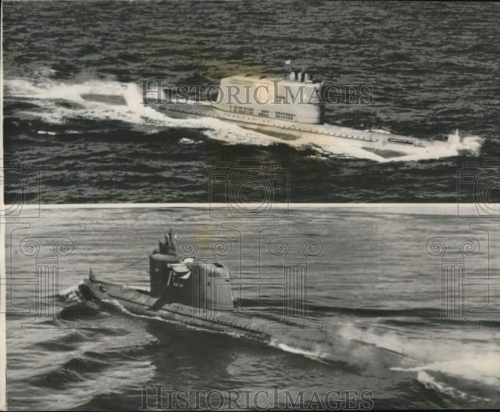 1962 Press Photo Soviet Submarines Sighted in Recent Operations U.S. Navy Says- Historic Images