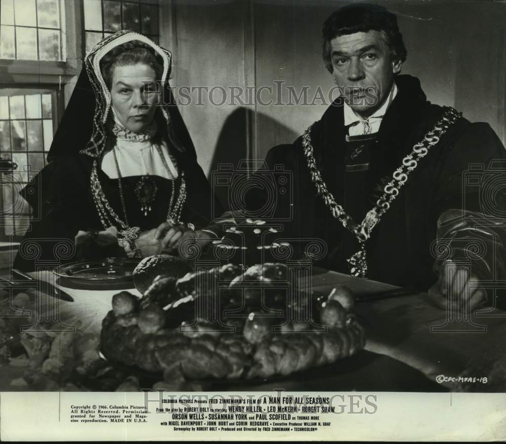 1966 Press Photo Wendy Hiller and Paul Scofield star in &quot;A Man For All Seasons&quot;- Historic Images