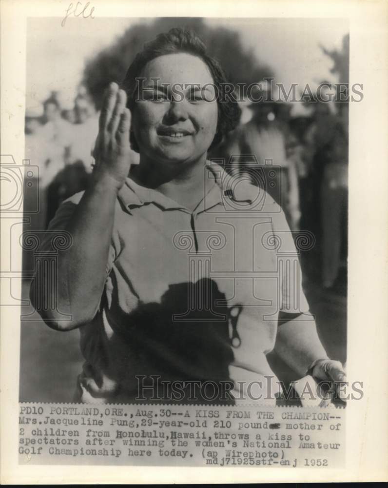 1952 Press Photo Jacqueline Pung wins Women&#39;s National Amateur Golf Championship- Historic Images