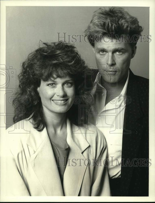 1987 Press Photo Nicholas Campbell and Peggy Smithhart star on CBS-TV's Diamonds- Historic Images