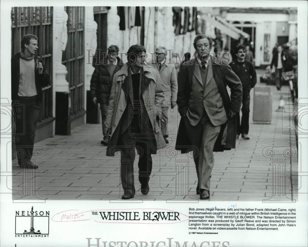 1987 Press Photo Michael Caine and Nigel Havers star in &quot;The Whistle Blower&quot;- Historic Images