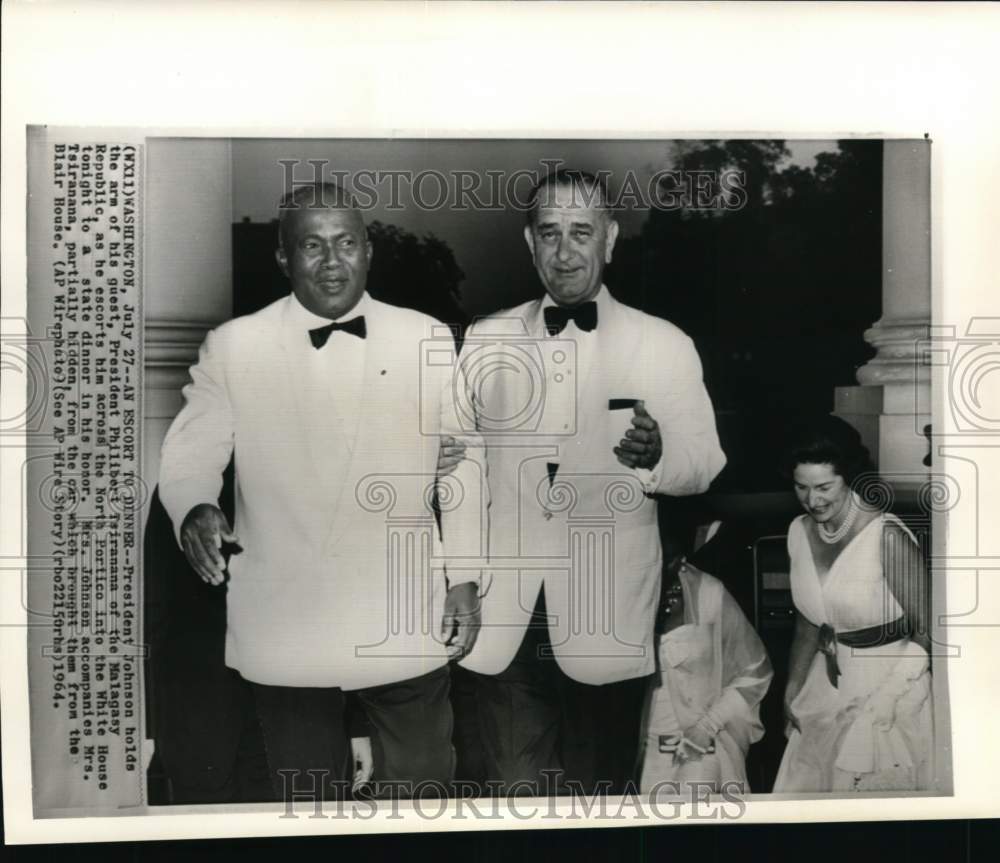 1964 Press Photo President Johnson escorts guest President Philibert Tsiranana- Historic Images