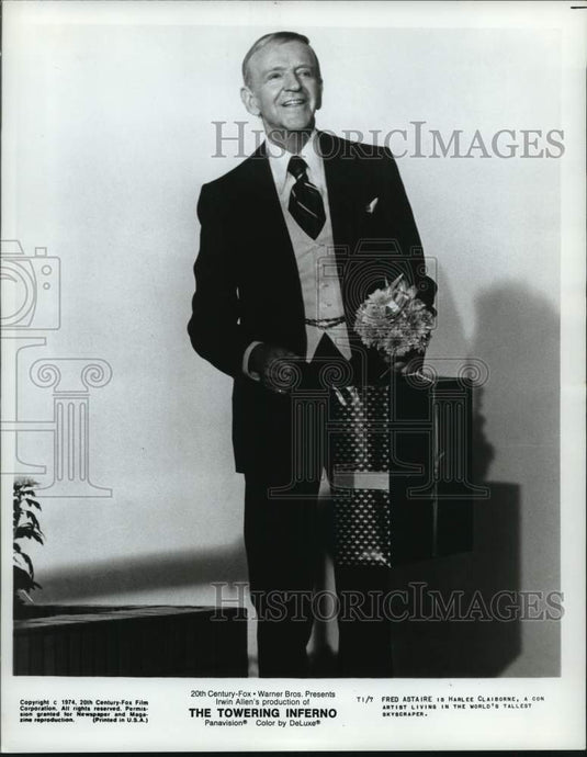 1974 Press Photo Actor Fred Astaire stars in "The Towering Inferno" - lrx70949- Historic Images