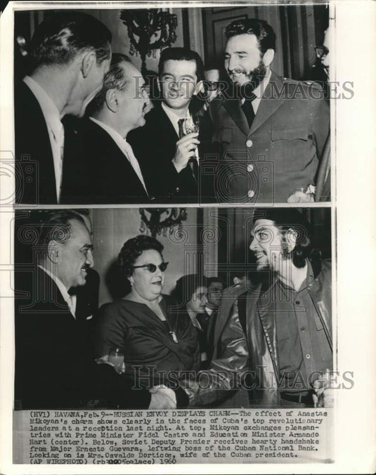 1960 Press Photo Anastas Mikoyan visits Cuban leaders in Havana, Cuba- Historic Images