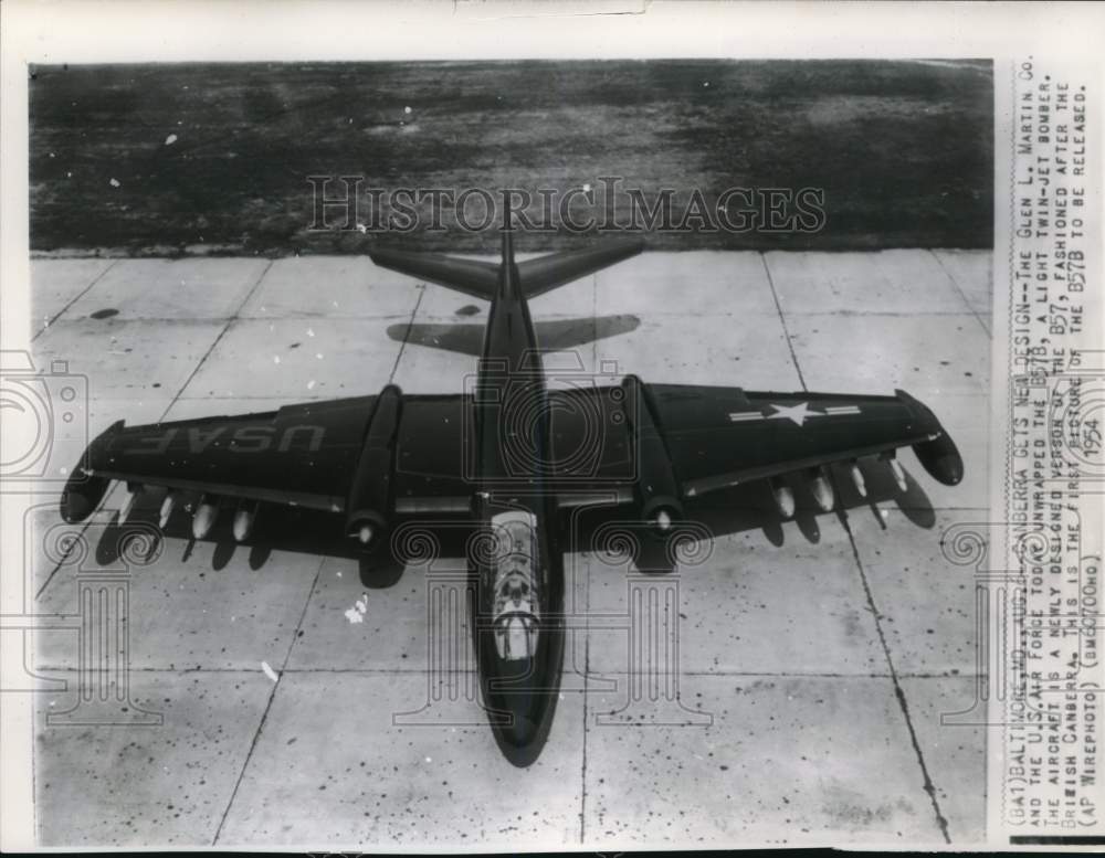 1954 Press Photo The B57B light twin-jet bomber at Baltimore Maryland- Historic Images