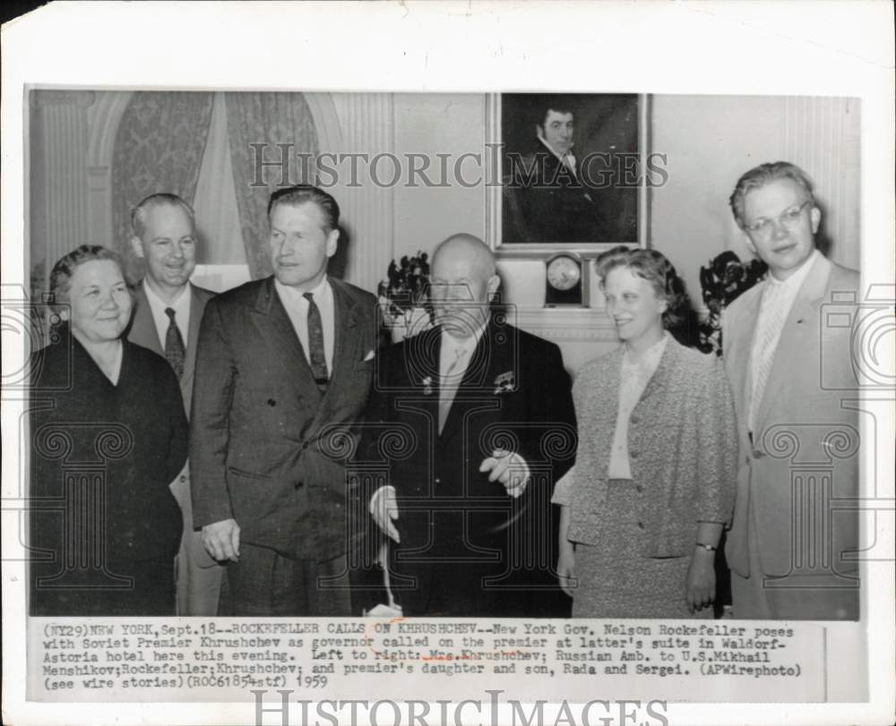 1959 Press Photo Governor Rockefeller and Soviet Premier Khrushchev in New York- Historic Images