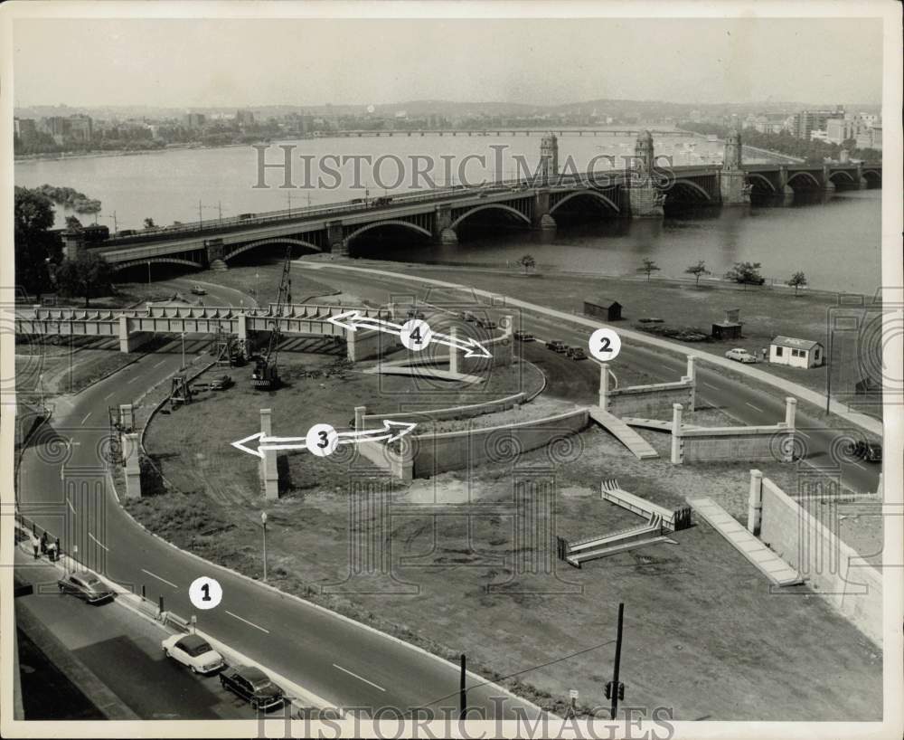 1952 Press Photo Aerial View from Massachusetts General Hospital in Boston- Historic Images