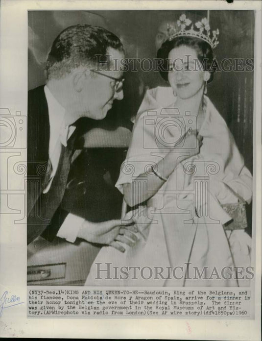 1960 Press Photo King Baudouin & fiancee Fabiola de Mora at Royal Museum dinner- Historic Images