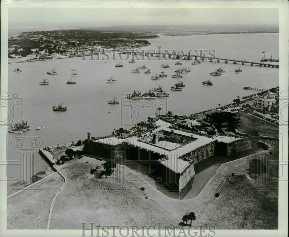 1951 Press Photo Airview of ancient Castillo de San Marcos in St. Augustine, Fla- Historic Images