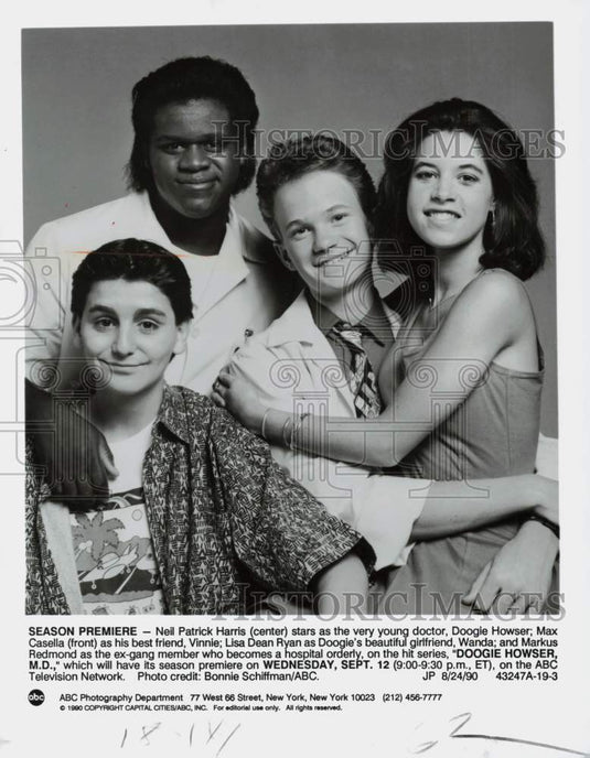 1990 Press Photo Neil Patrick Harris and the cast of "Doogie Howser, M.D."- Historic Images