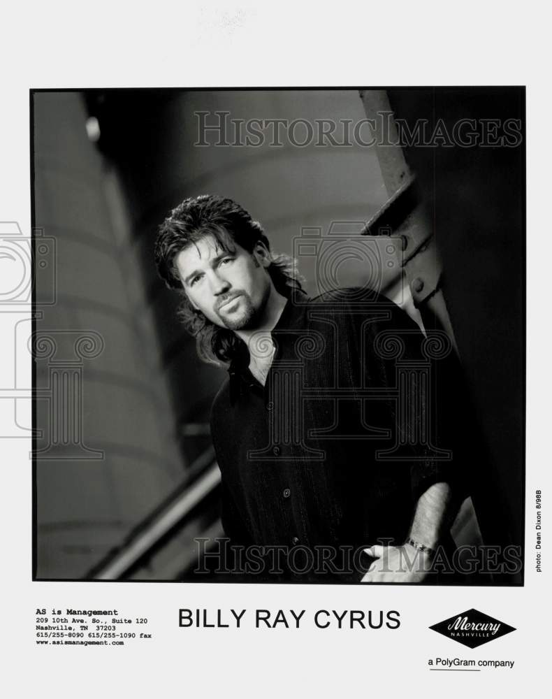 1998 Press Photo Billy Ray Cyrus, Mercury Nashville Recording Artist- Historic Images