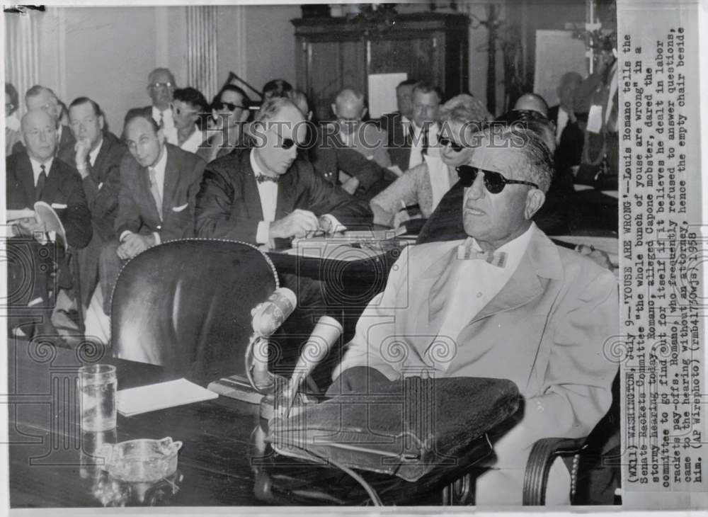 1958 Press Photo Louis Romano testifies at Senate Hearing in Washington- Historic Images