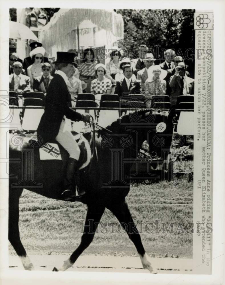 1976 Press Photo Princess Anne riding Goodwill in dressage competition, Quebec- Historic Images