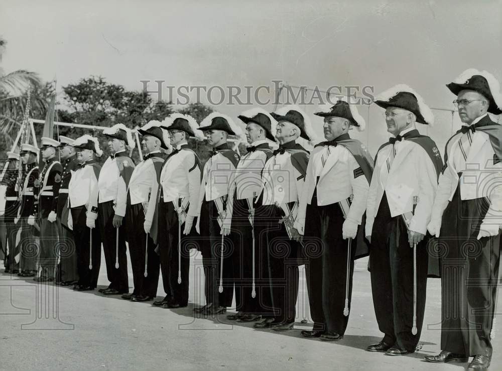 1953 Press Photo Marine and Knights of Columbus Honor Guard - lry21944- Historic Images