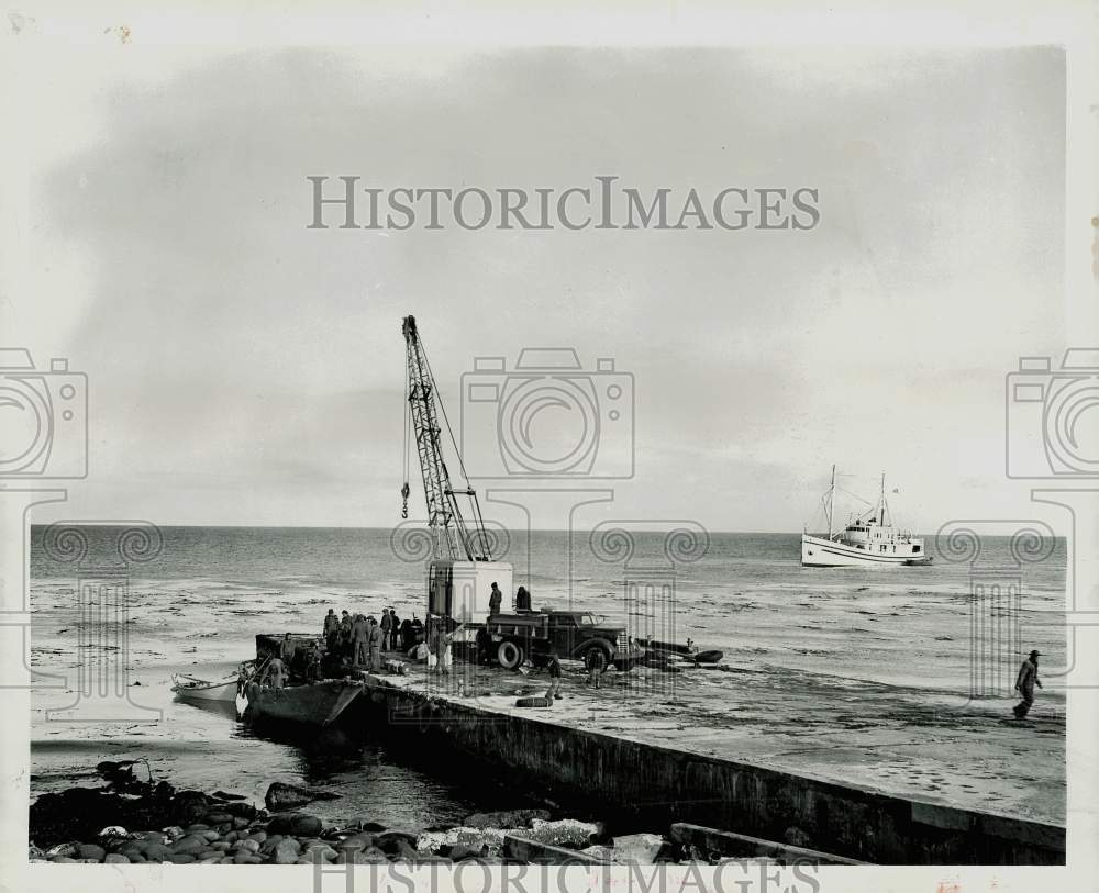 1962 Press Photo A supply ship offshore of the Pribilof Islands. - lry22317- Historic Images