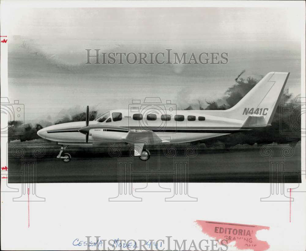 Press Photo Artist&#39;s drawing of Eagle N441C aircraft - lry23241- Historic Images