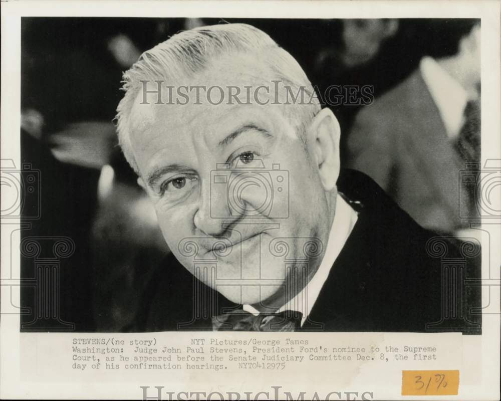 Press Photo Judge John Paul Stevens, President Ford&#39;s nominee to Supreme Court- Historic Images