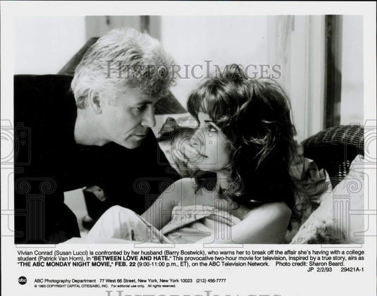 1993 Press Photo Susan Lucci & Barry Bostwick in "Between Love and Hate"- Historic Images