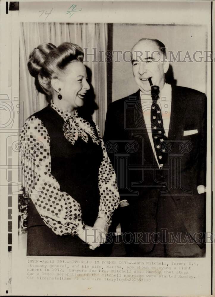 1972 Press Photo Former attorney general John Mitchell & wife Martha - lry27644- Historic Images