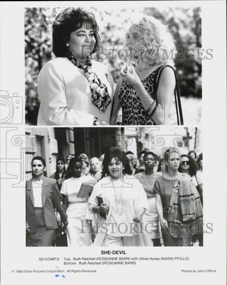 1989 Press Photo Roseanne Barr and Maria Patillo in scenes from &quot;She-Devil.&quot;- Historic Images