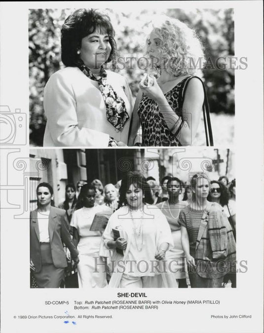 1989 Press Photo Roseanne Barr and Maria Patillo in scenes from "She-Devil."- Historic Images