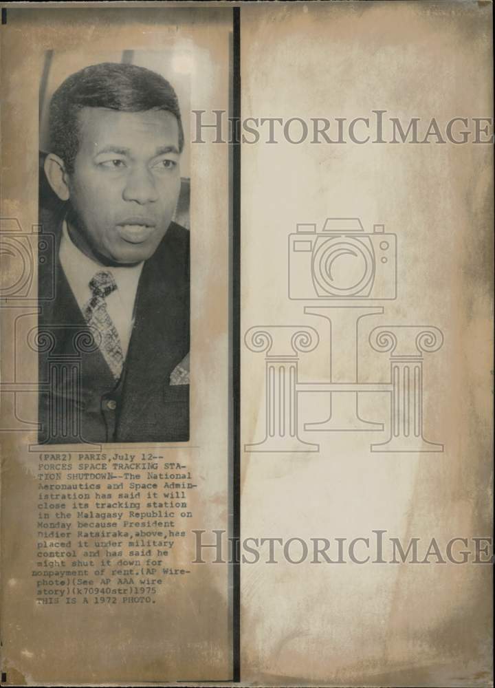 1972 Press Photo President Didier Ratsiraka of the Malagasy Republic.- Historic Images