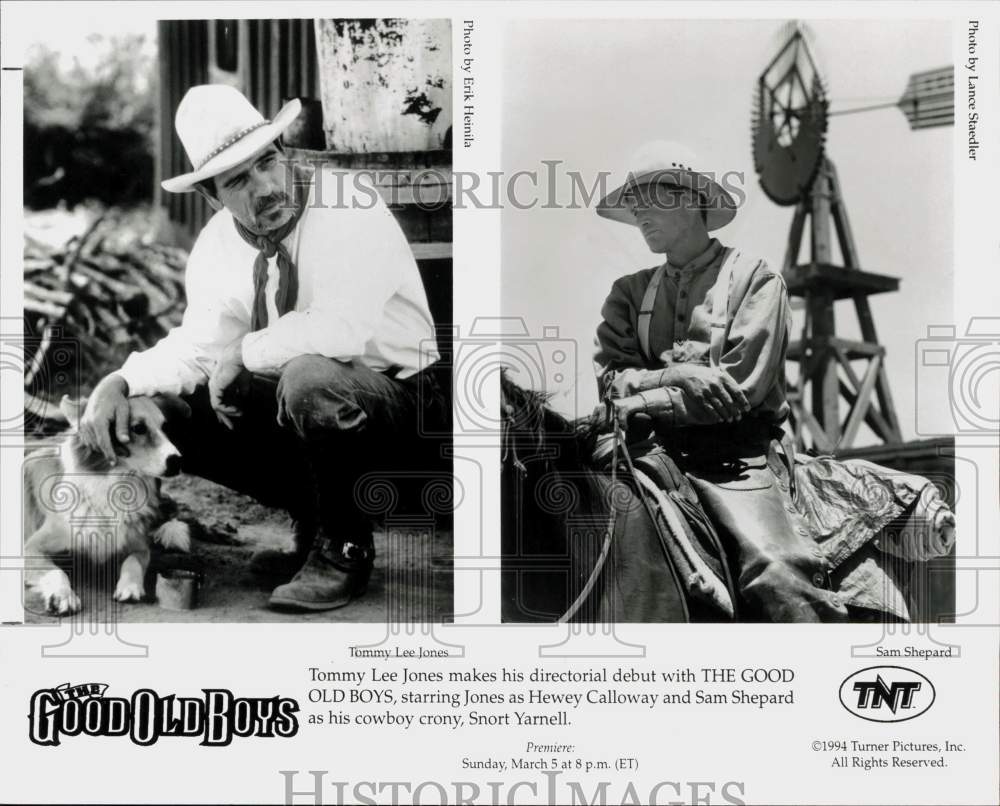 1994 Press Photo Tommy Lee Jones and Sam Shepard on "The Good Old Boys," on TNT.- Historic Images