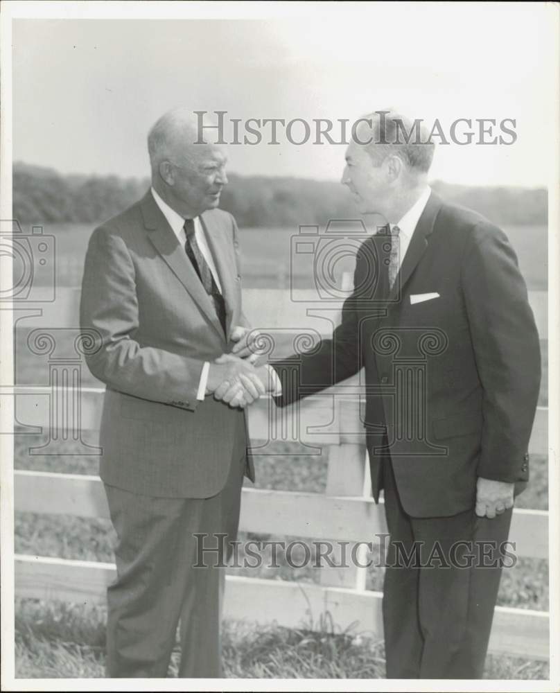 1961 Press Photo Dwight Eisenhower welcomes Garner Shriver - lry31023- Historic Images