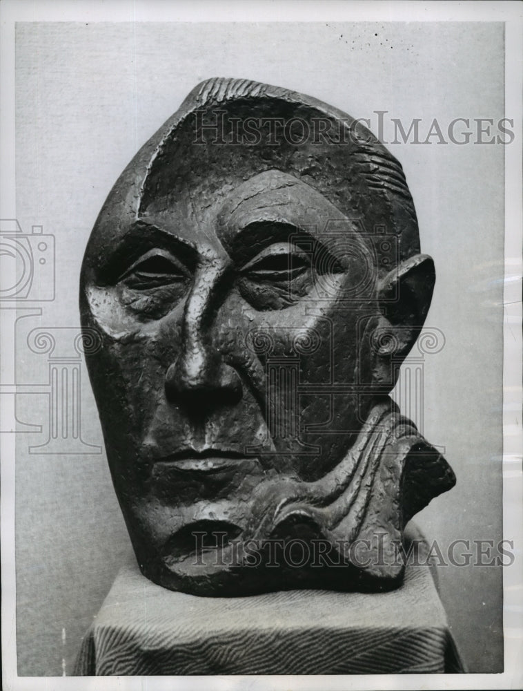 1955 Press Photo Bust of West German Chancellor Konrad Adenauer- Historic Images