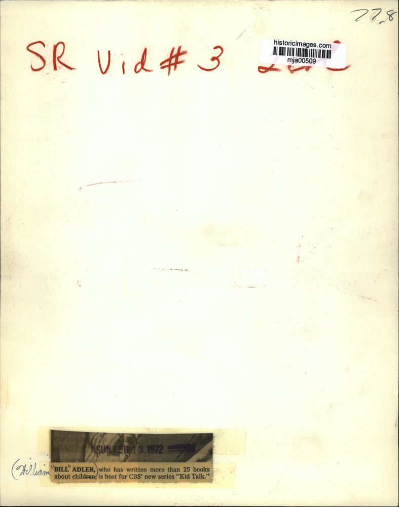 1972 Press Photo Author Bill Adler, will be the host of Kid Talk - mja00509