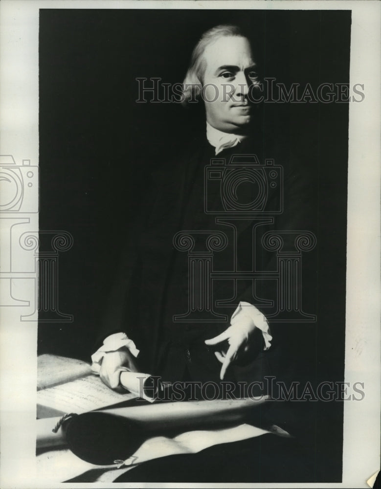 Load image into Gallery viewer, 1976 Press Photo Samuel Adams while thinking how to fight a war against England
