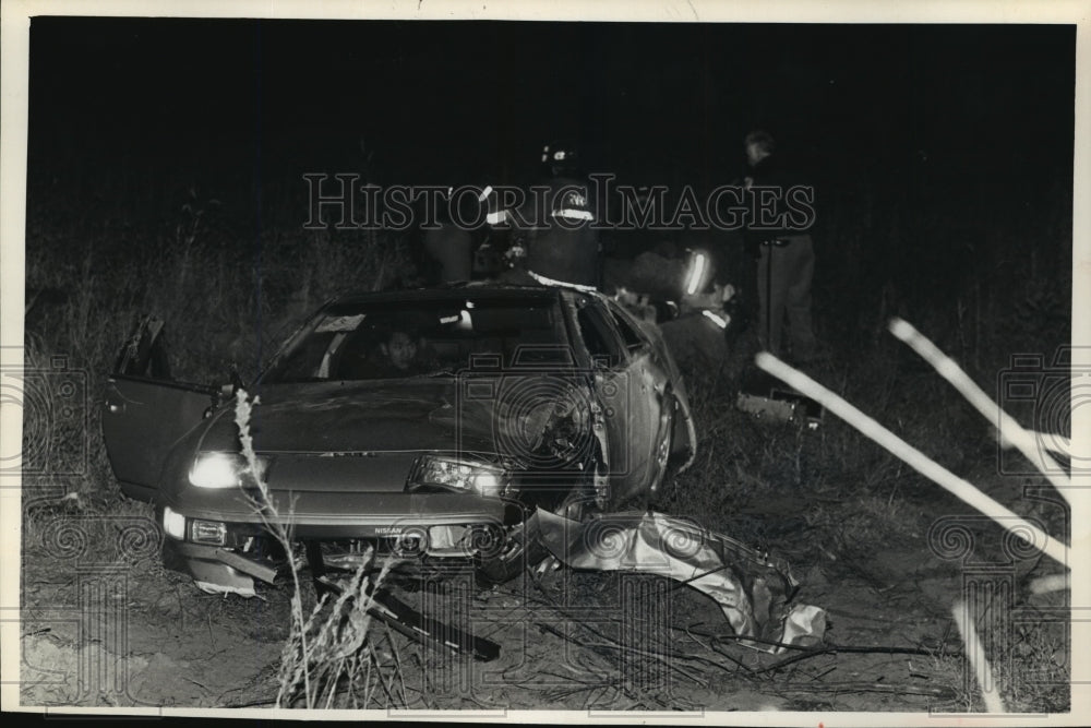 1989 Press Photo Auto accident on Springdale Rd, south of Davison Rd, Brookfield- Historic Images