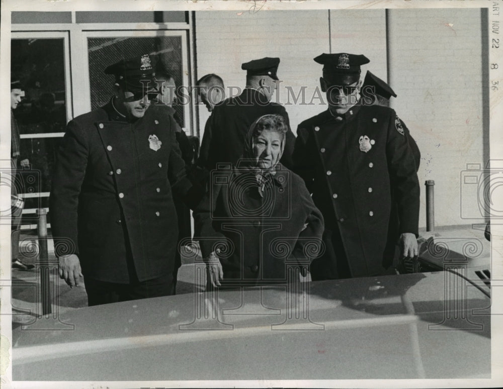 1968 Press Photo Police Officers led the widow of John Adornato- Historic Images