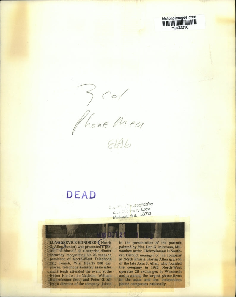 1972 Press Photo Harris G Allen, president of North-West Telephone Co